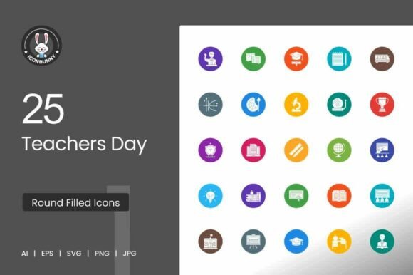 25 Teachers Day Round Filled Icons: Elevating Educational Design