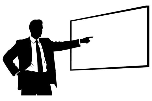 Businessman Pointing at Blank Presentation: A Strategic Tool for Visual Communication