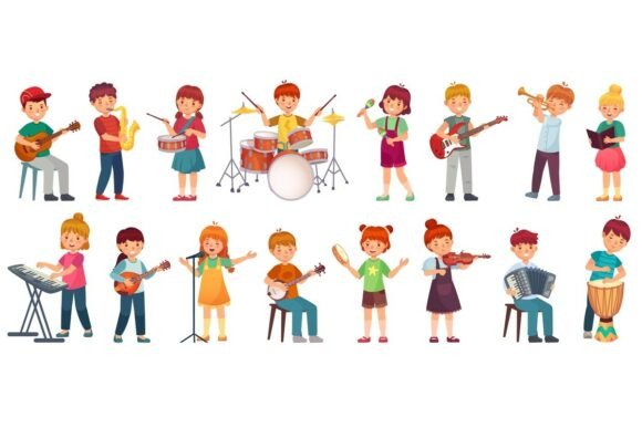 Cartoon Kids Play Music: Talented Kid