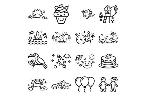 Coloring Page Icon Set Black and White: A Creative Toolkit