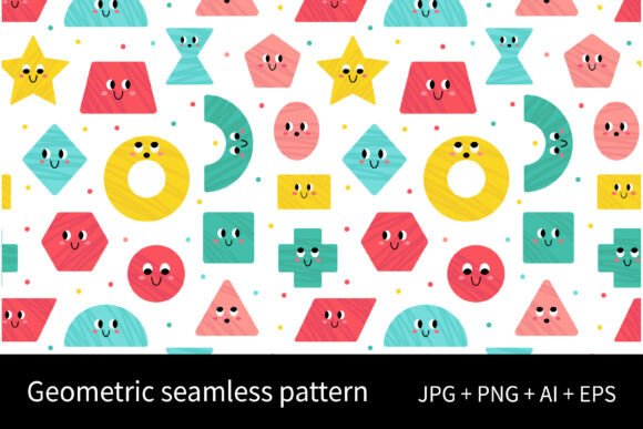 Cute Geometric Shapes Seamless Pattern