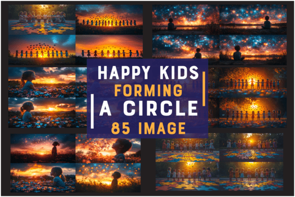 Evaluating Happy Kids Forming a Circle for Educational and Creative Projects