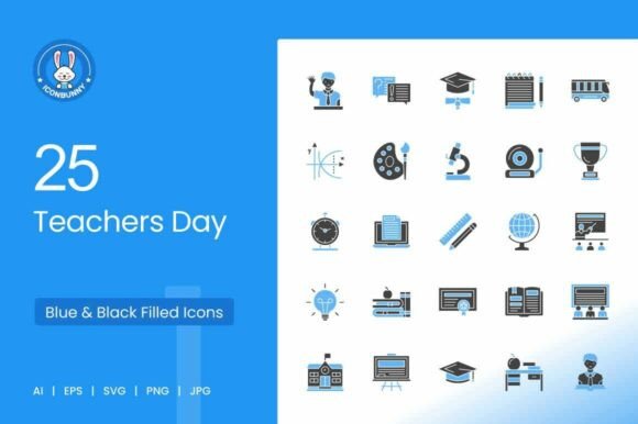 Evaluating the 25 Teachers Day Blue Black Icons for Educational Branding