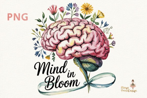 Mind in Bloom Watercolor Brain Art PNG: A Strategic Visual Asset for Growth and Wellness