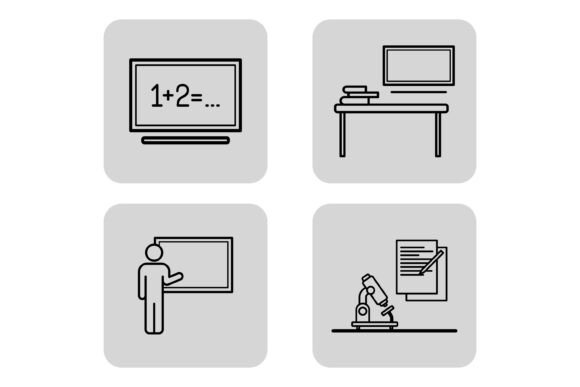Set of Educational Icons: Visualizing Learning